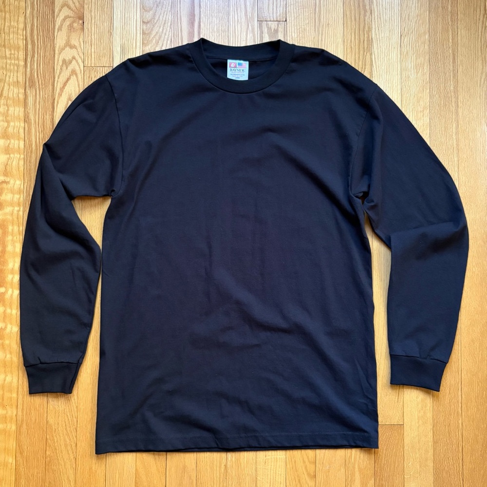 Vintage Bayside Men’s Long Sleeve Heavyweight T-Shirt Large Large Black USA Made